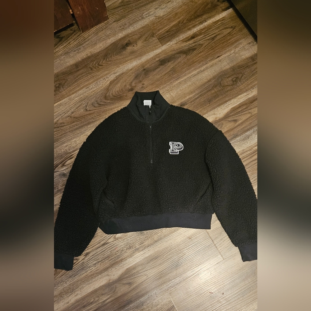 sherpa pink cropped sweatshirt